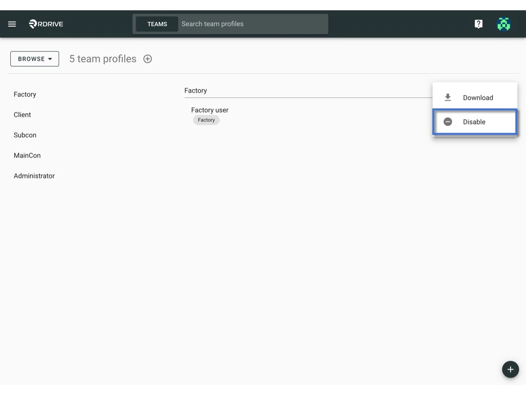 Manage the Team profile