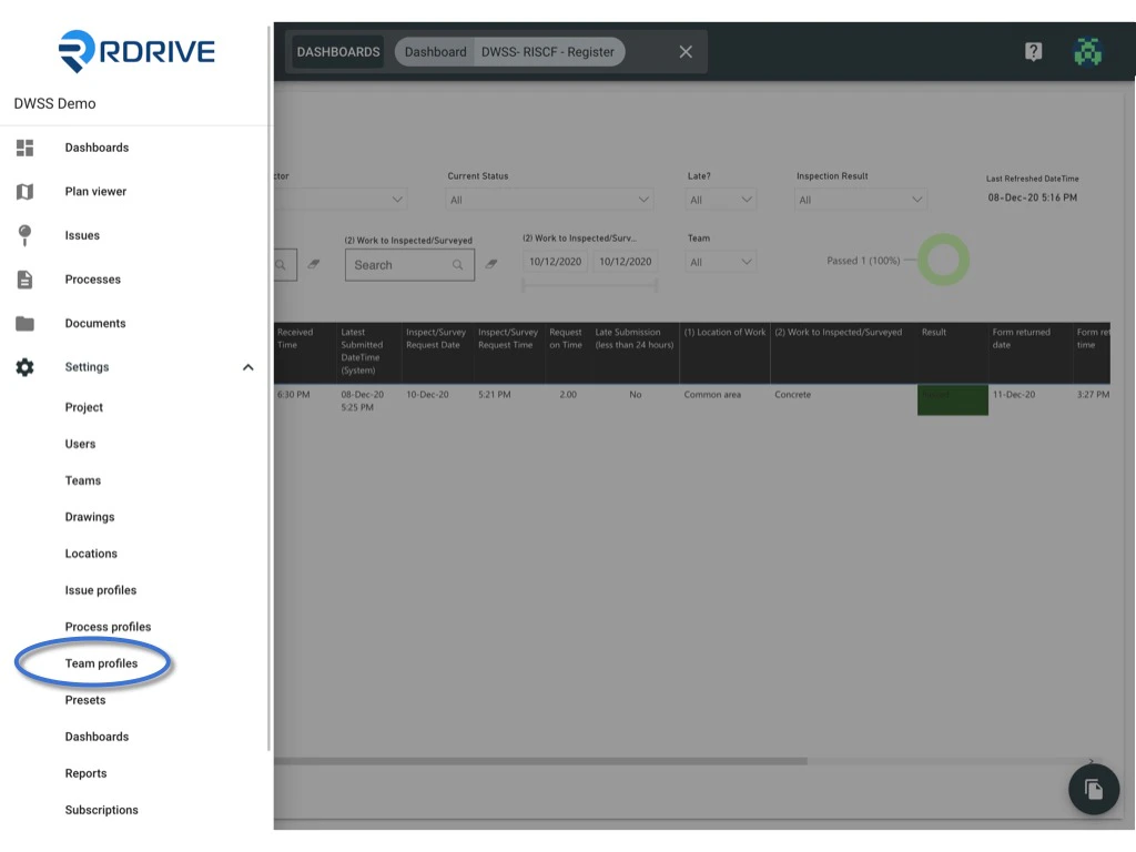 Manage the Team profile