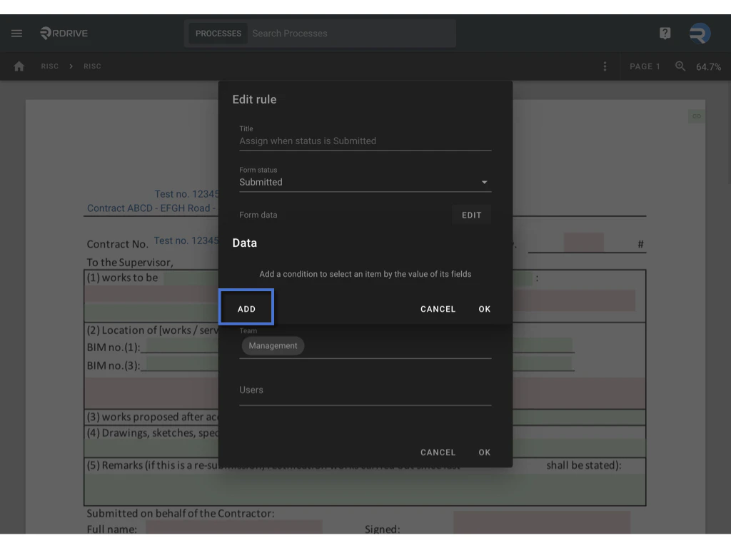 Assignment rule - Process profile