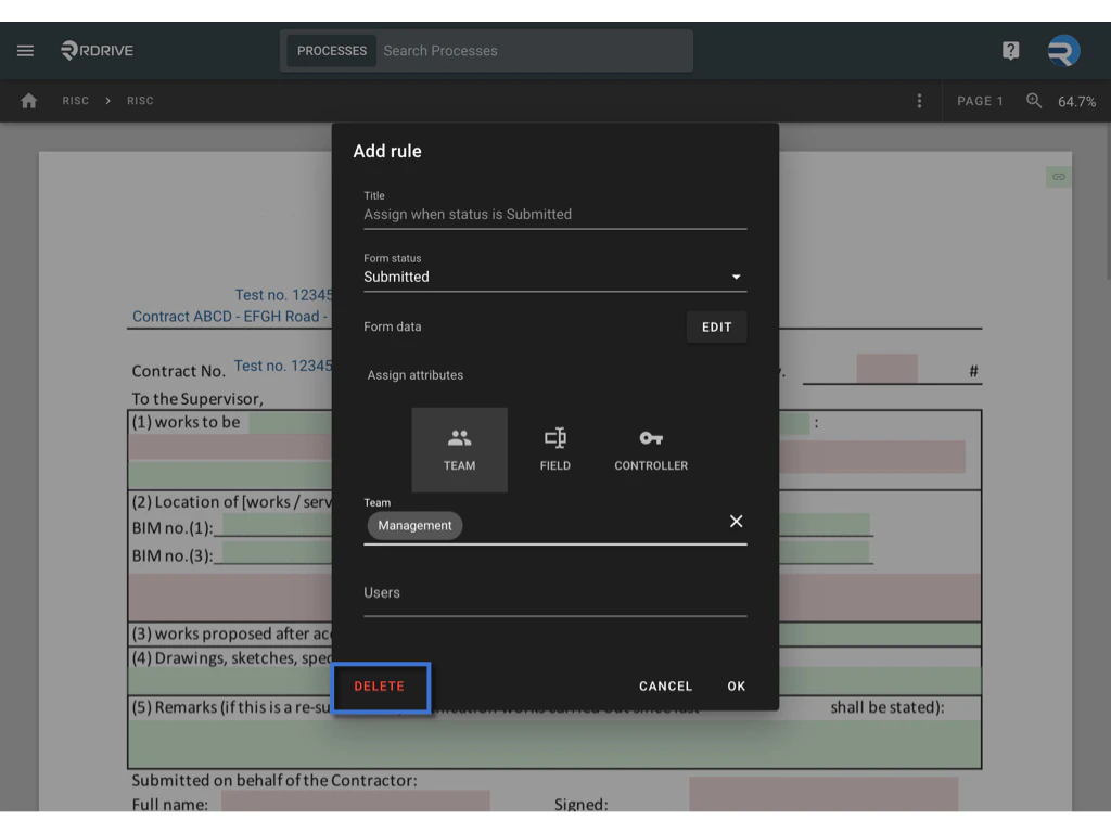 Assignment rule - Process profile