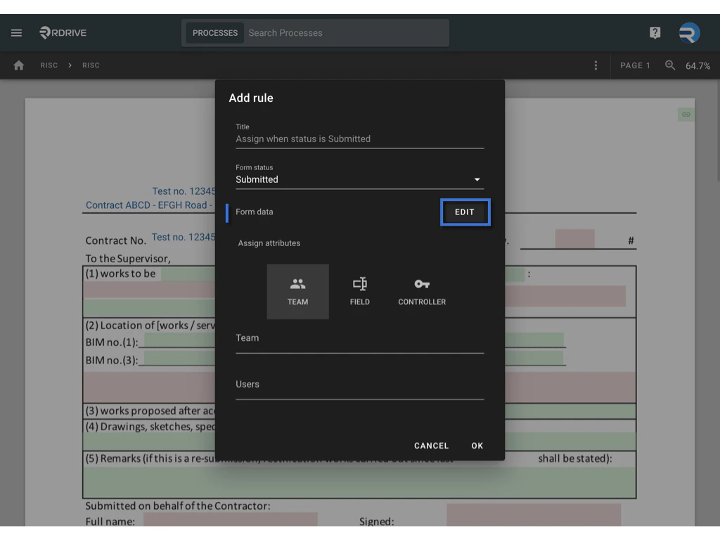 Assignment rule - Process profile