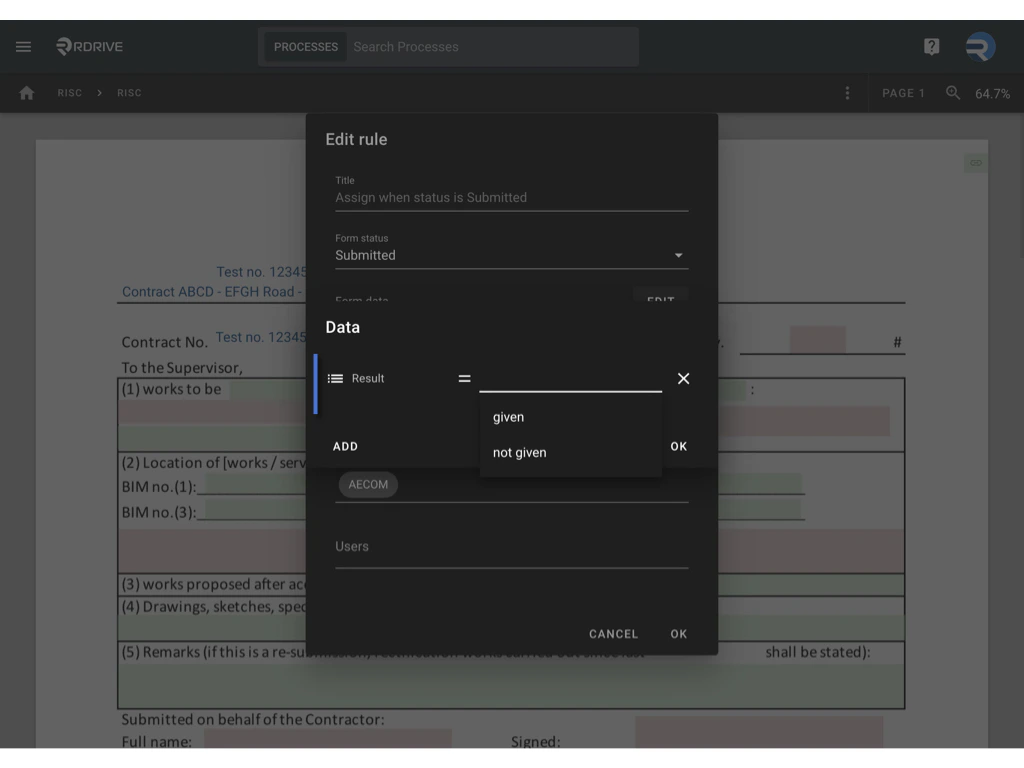 Assignment rule - Process profile