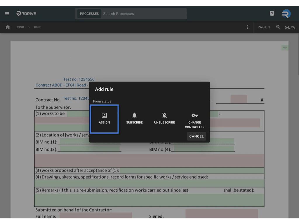 Assignment rule - Process profile