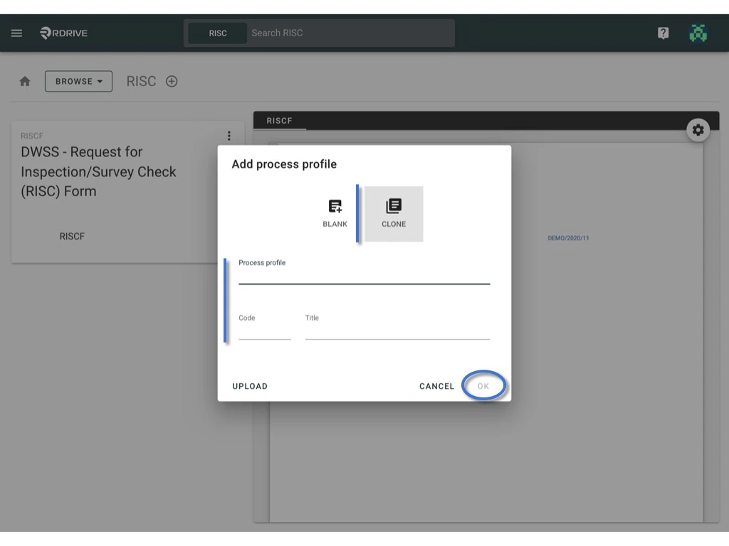 Add a new Process Profile