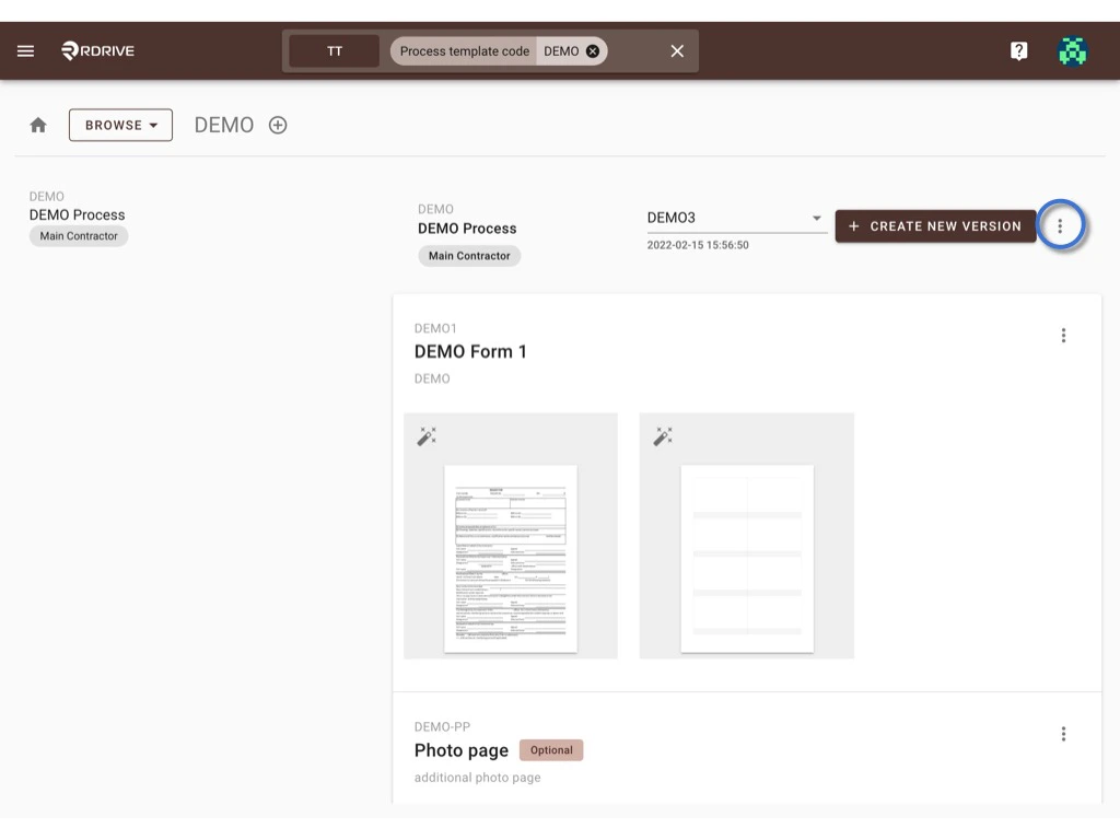 How to update the process template & form?
