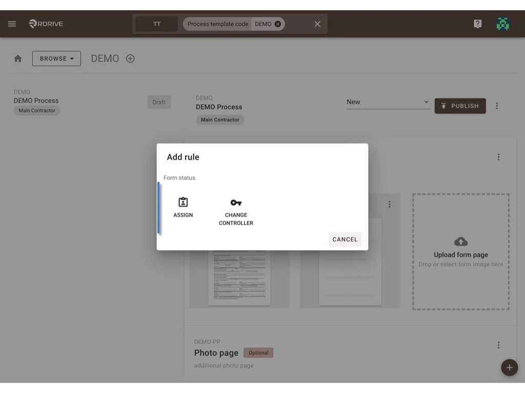 How to update the process template & form?
