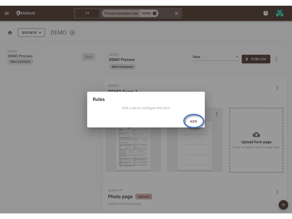 How to update the process template & form?