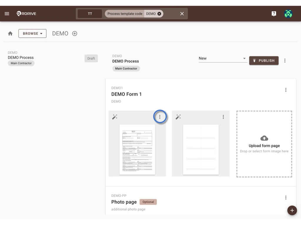 How to update the process template & form?