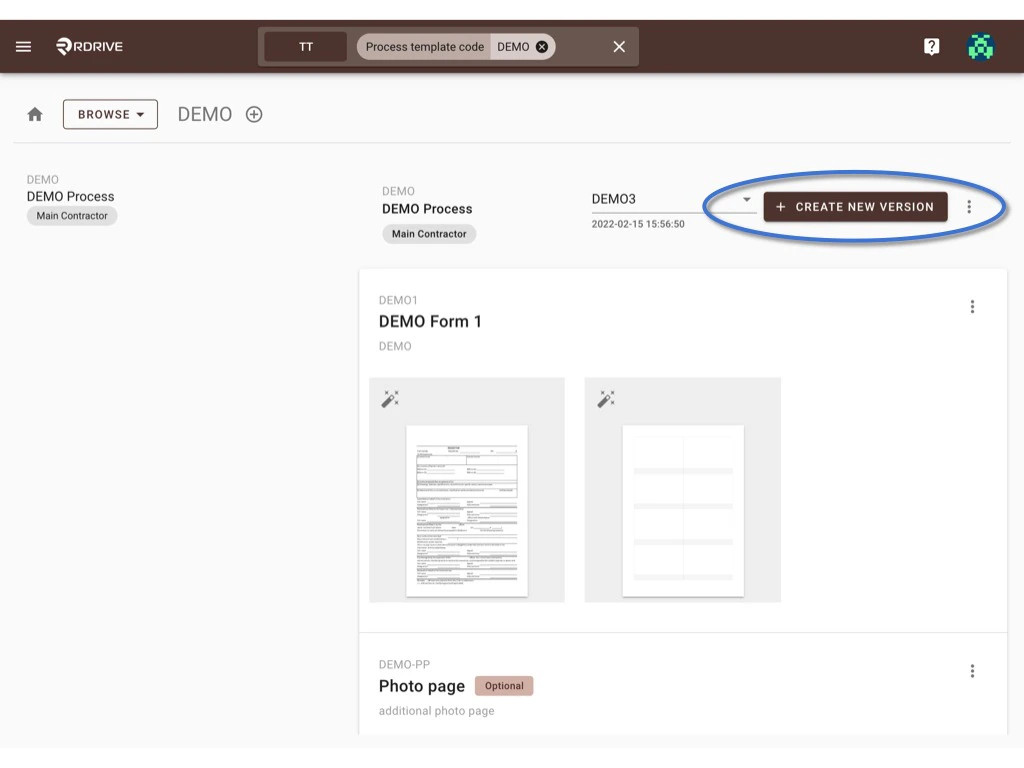 How to update the process template & form?