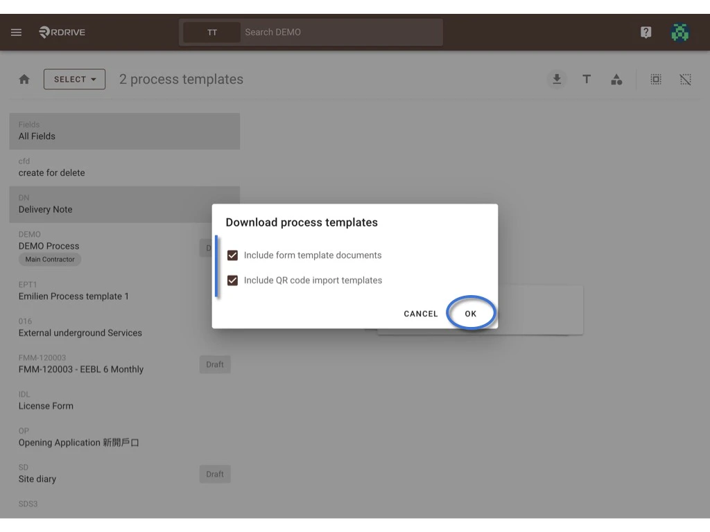 How to update the process template & form?