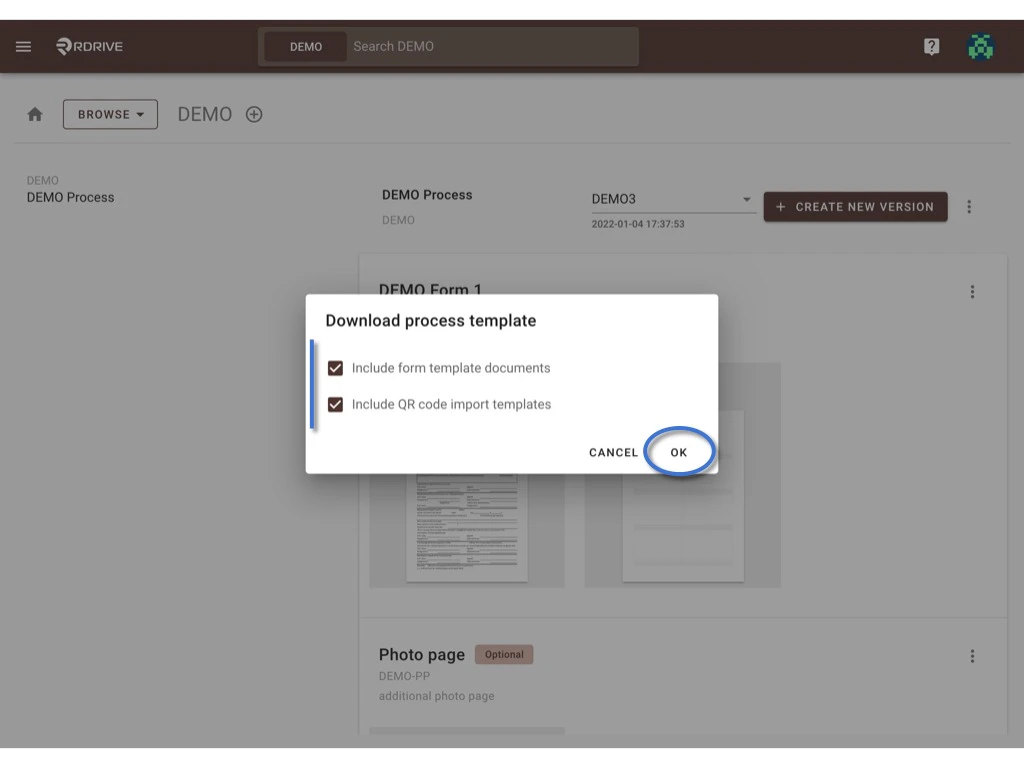 How to update the process template & form?