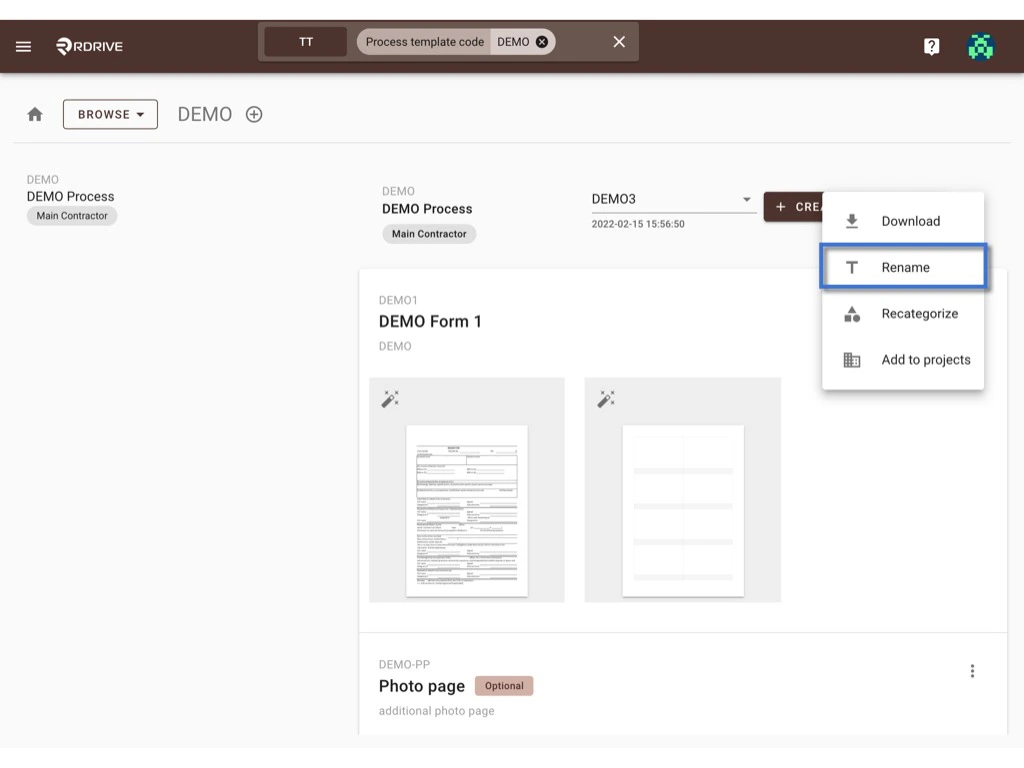 How to update the process template & form?