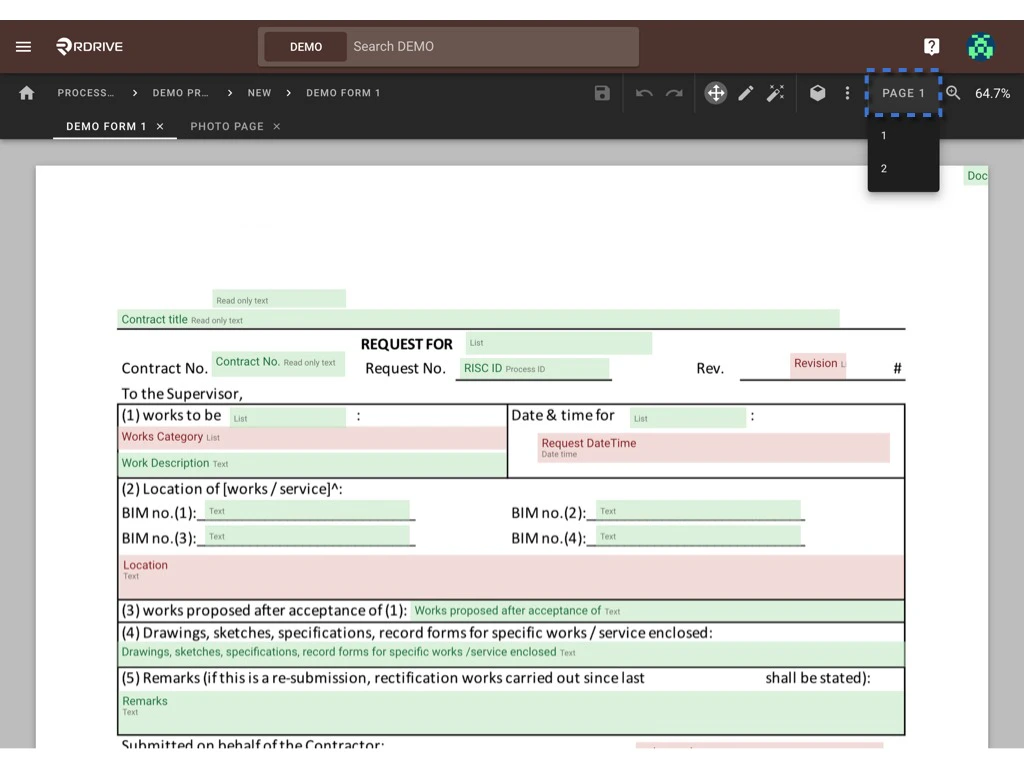 What can I do at the form wizard?