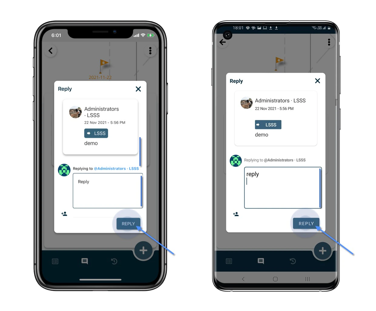 How to reply to a comment on an issue/record?