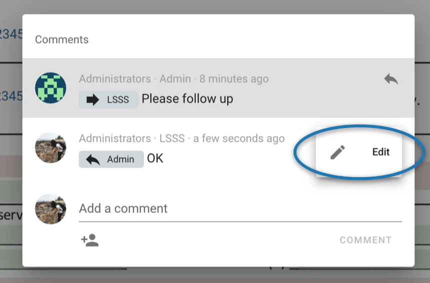 Can I reply to a comment from the form? ?