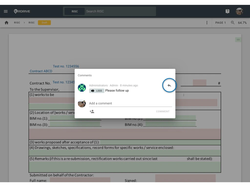 Can I reply to a comment from the form? ?