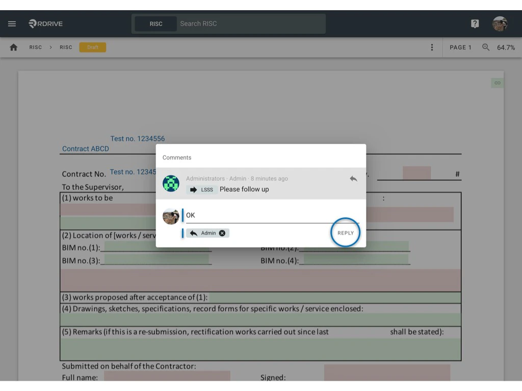 Can I reply to a comment from the form? ?