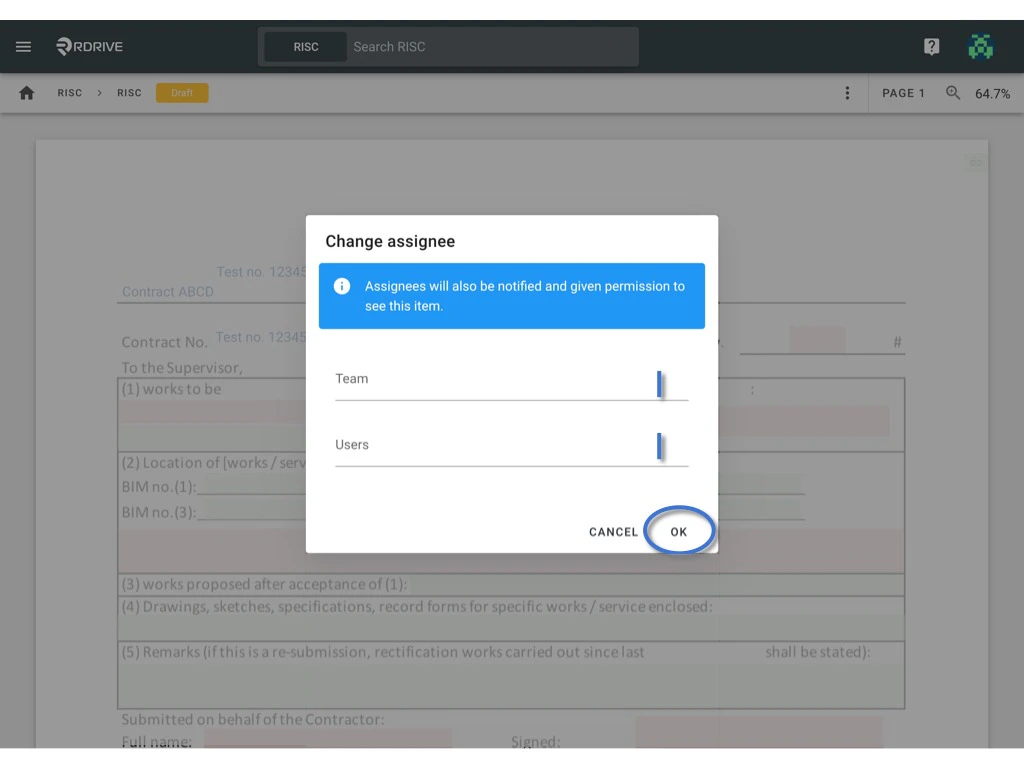 How to assign a form to other users? (Web)