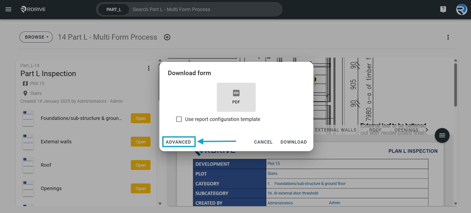 Can I export a specific form in the process as PDF?