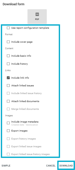 Can I export a specific form in the process as PDF?