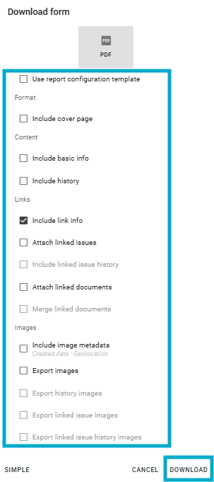 Can I export a specific form in the process as PDF?
