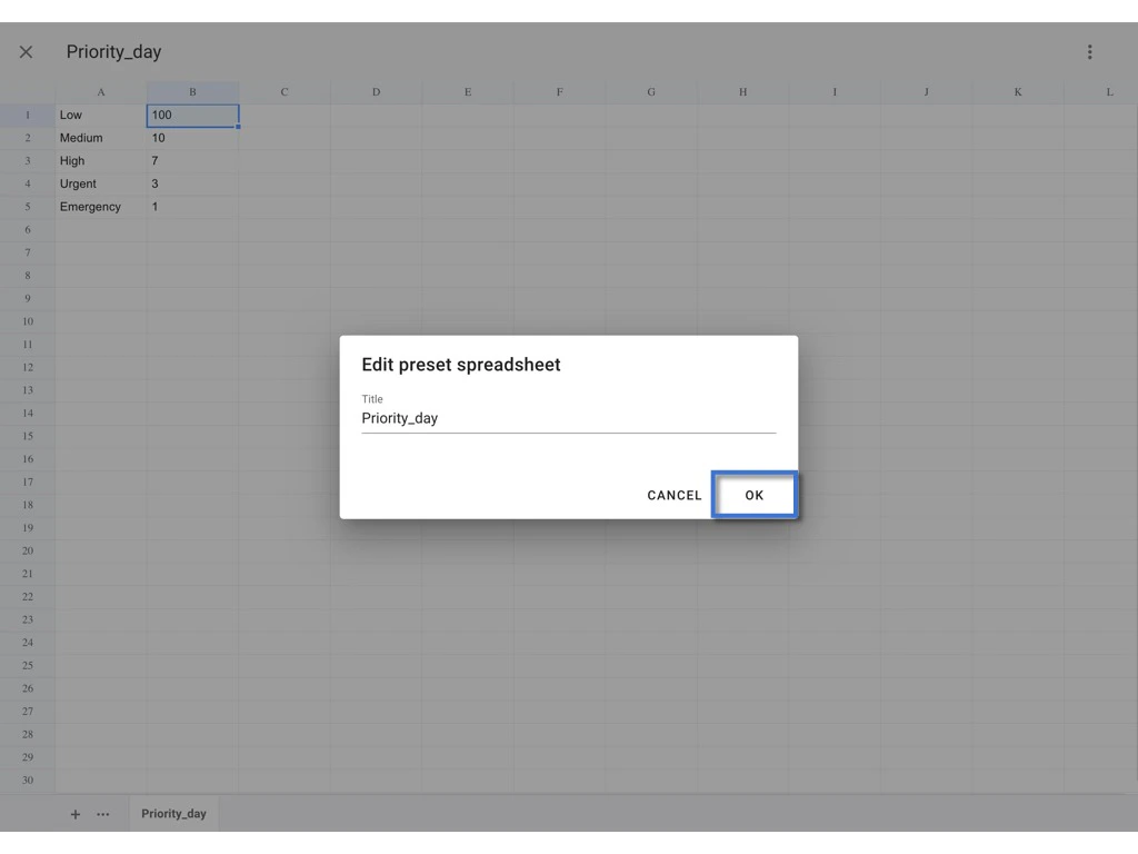 How to edit a preset spreadsheet? (Company level)