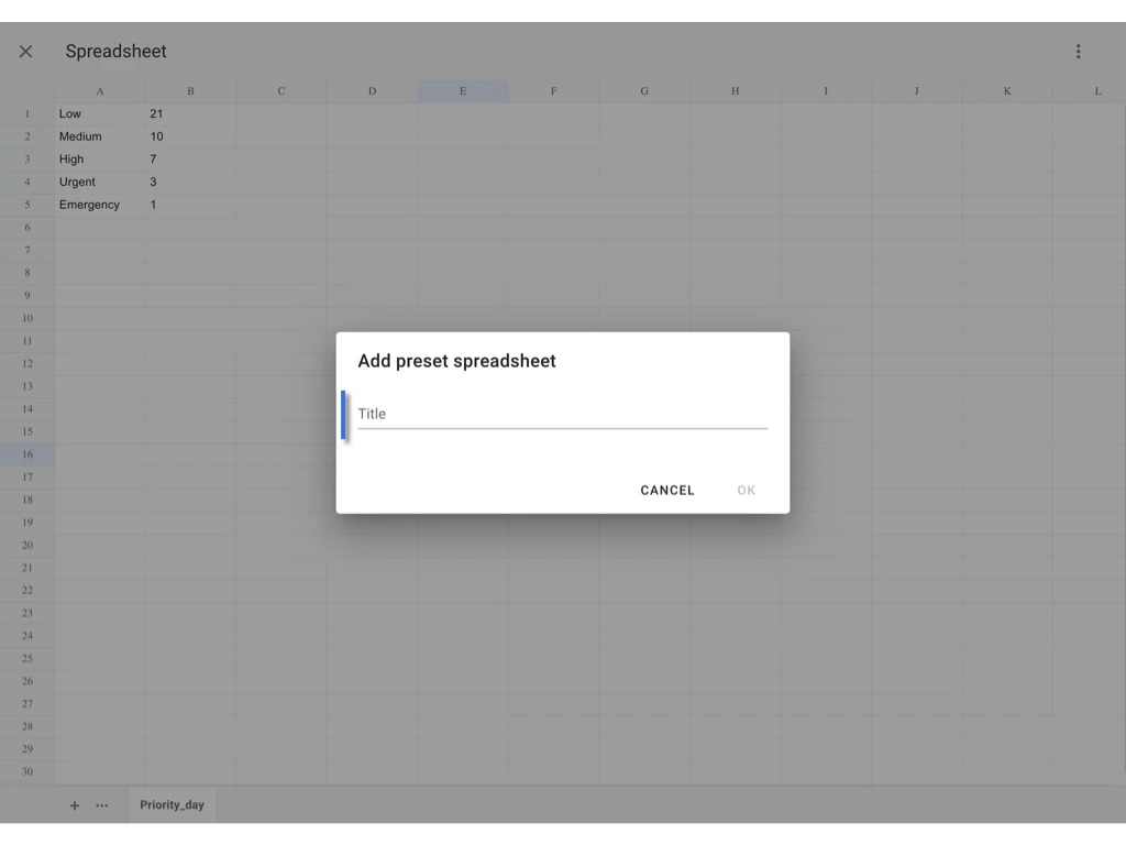 Preset Spreadsheet - Add and Merge with the template (Company level)