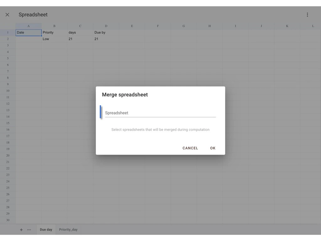 Preset Spreadsheet - Add and Merge with the template (Company level)