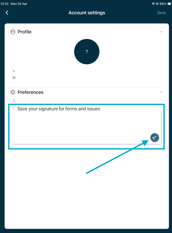 How to add a reusable signature to your account on the Application