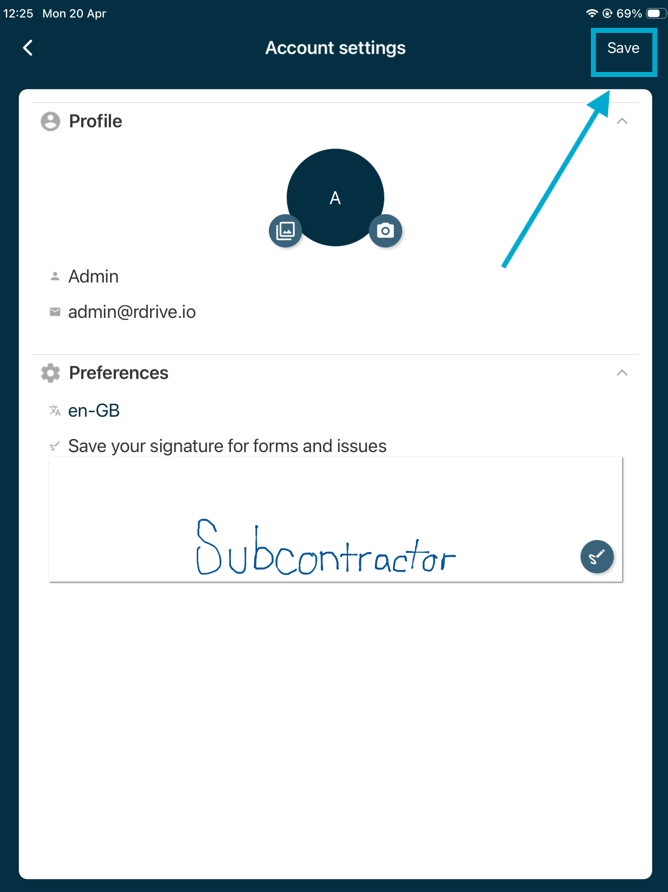 How to add a reusable signature to your account on the Application