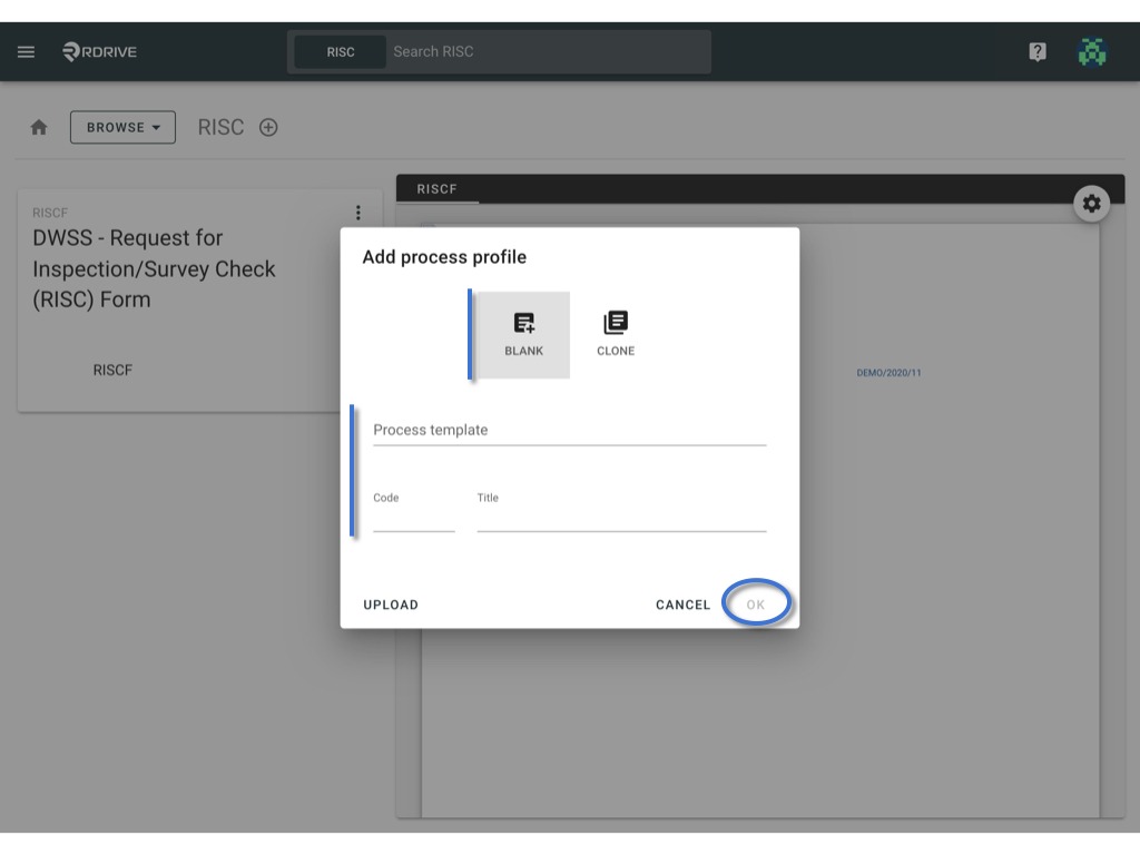 Add a new Process Profile