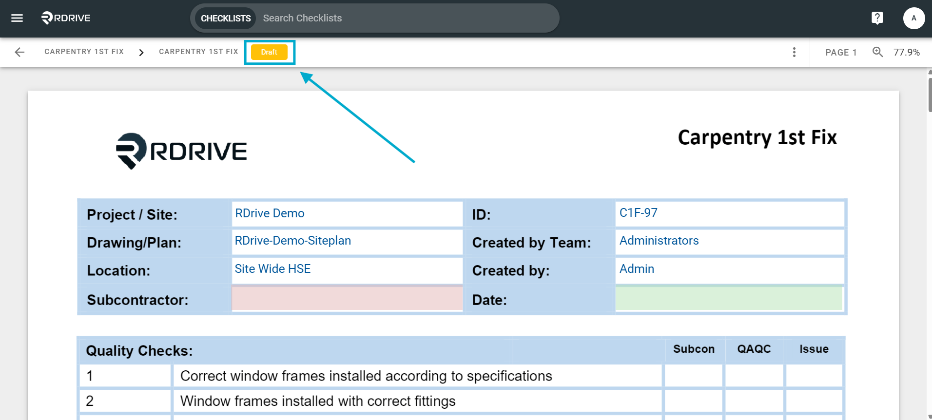 How can I update the Status of a Process/Checklist Form?