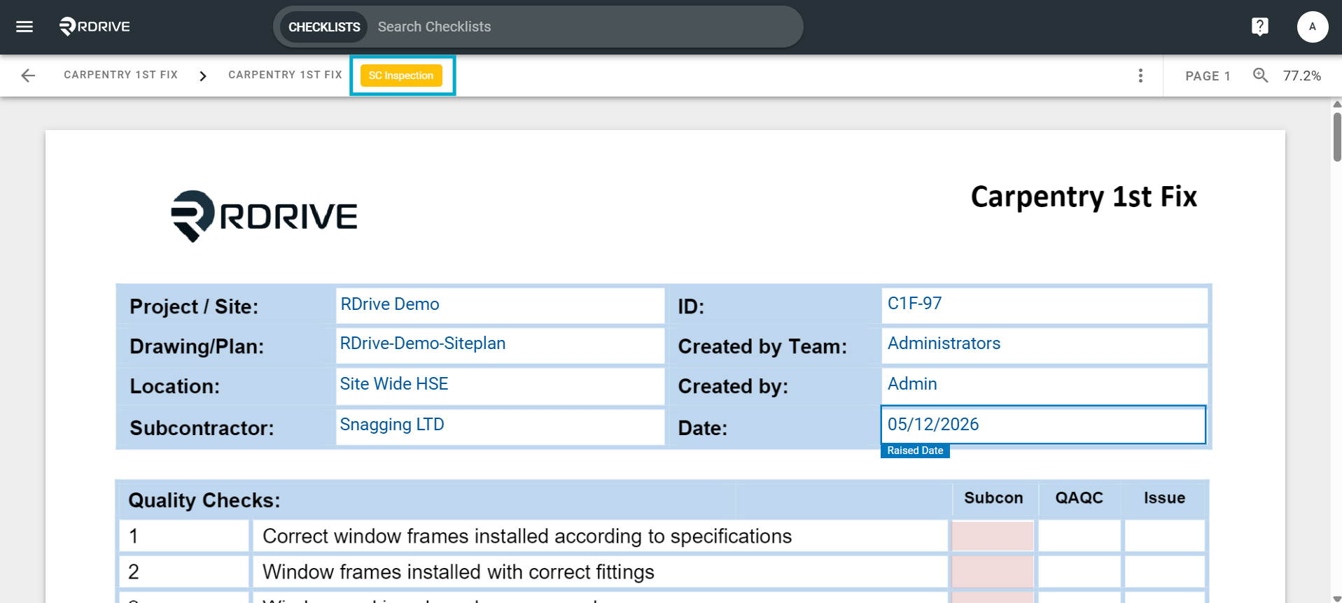 How can I update the Status of a Process/Checklist Form?