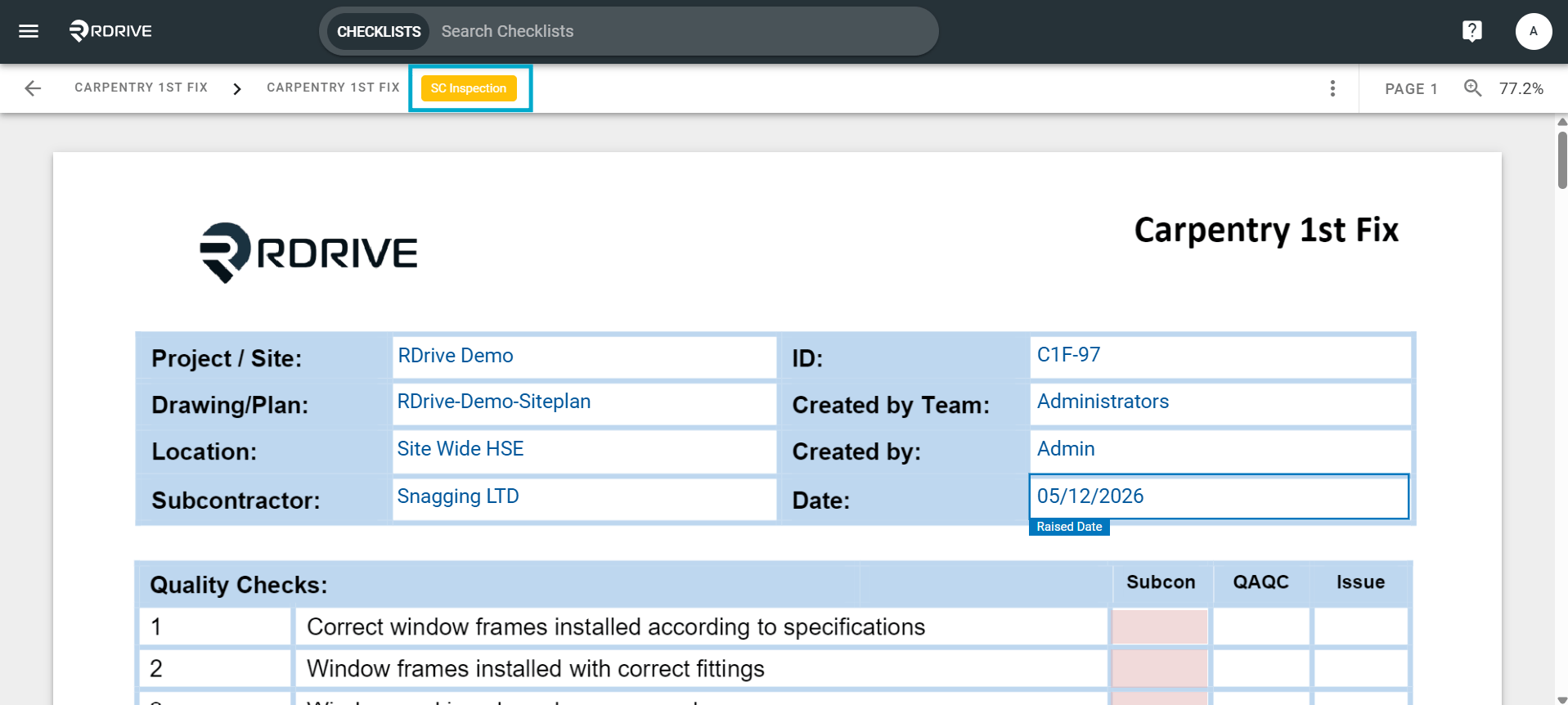 How can I update the Status of a Process/Checklist Form?