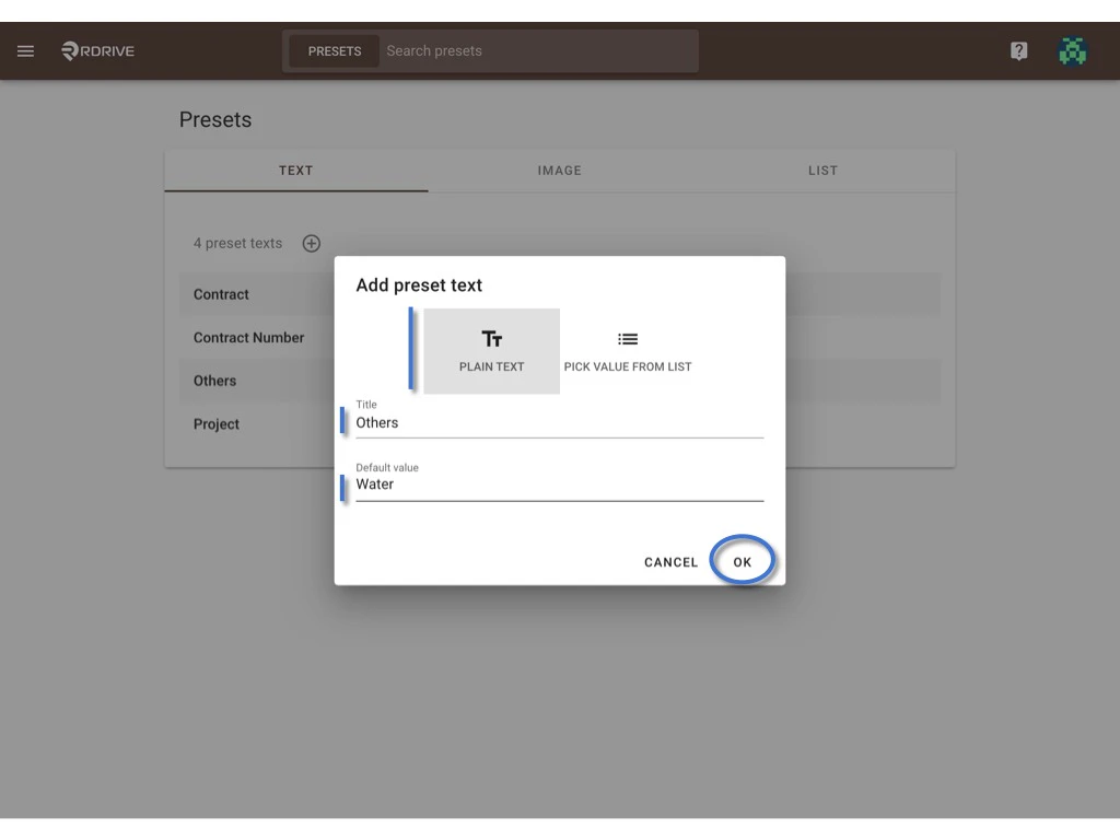 How to set up / edit a preset text? (Company level)