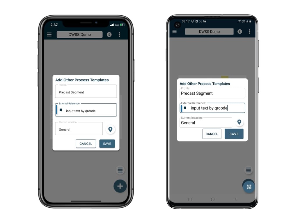 Scanning QR code to input text and Ext reg field