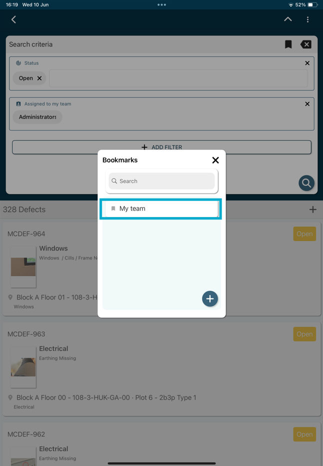 Save a Bookmark for filter