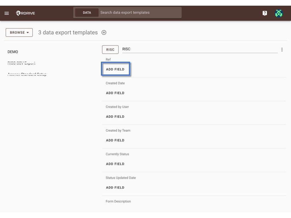 How to create a Data export template?