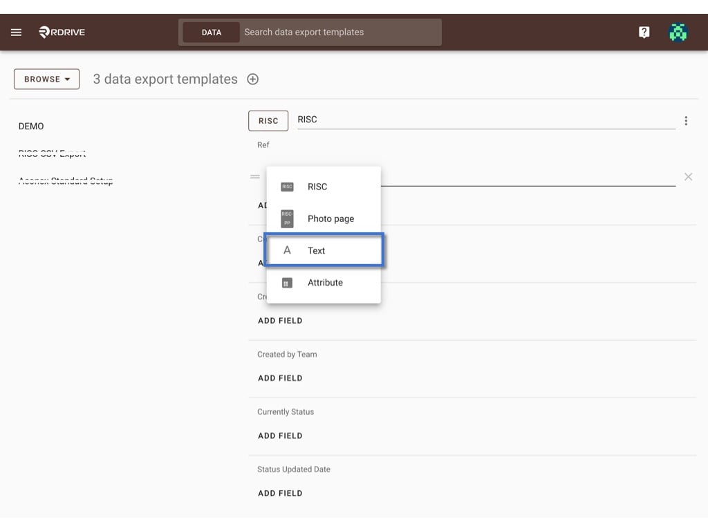 How to create a Data export template?