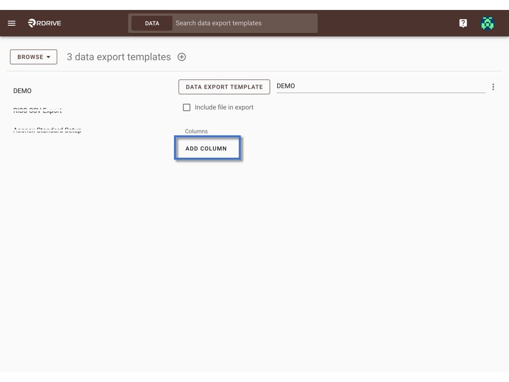 How to create a Data export template?