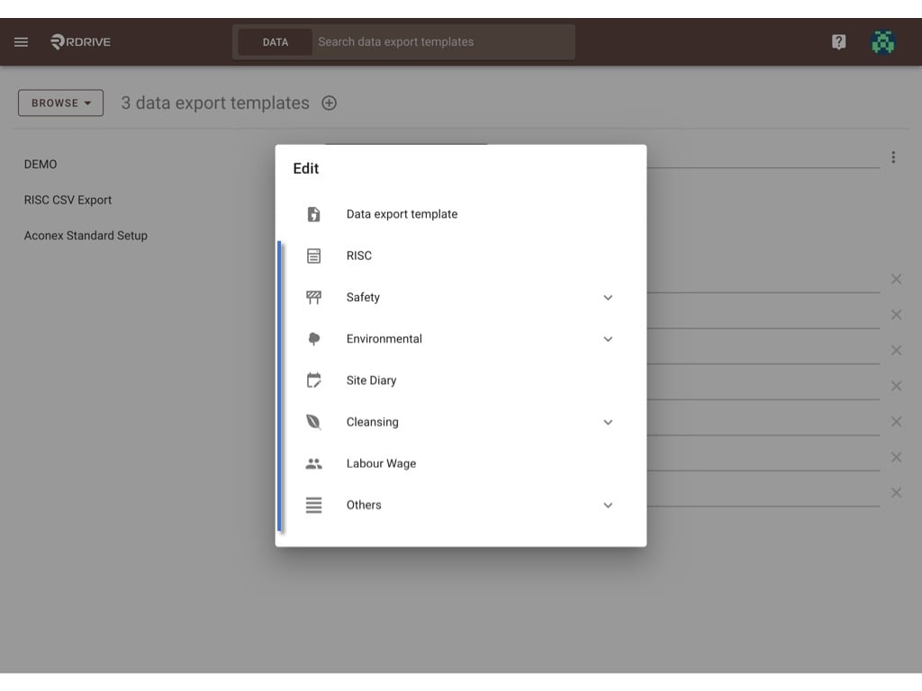How to create a Data export template?