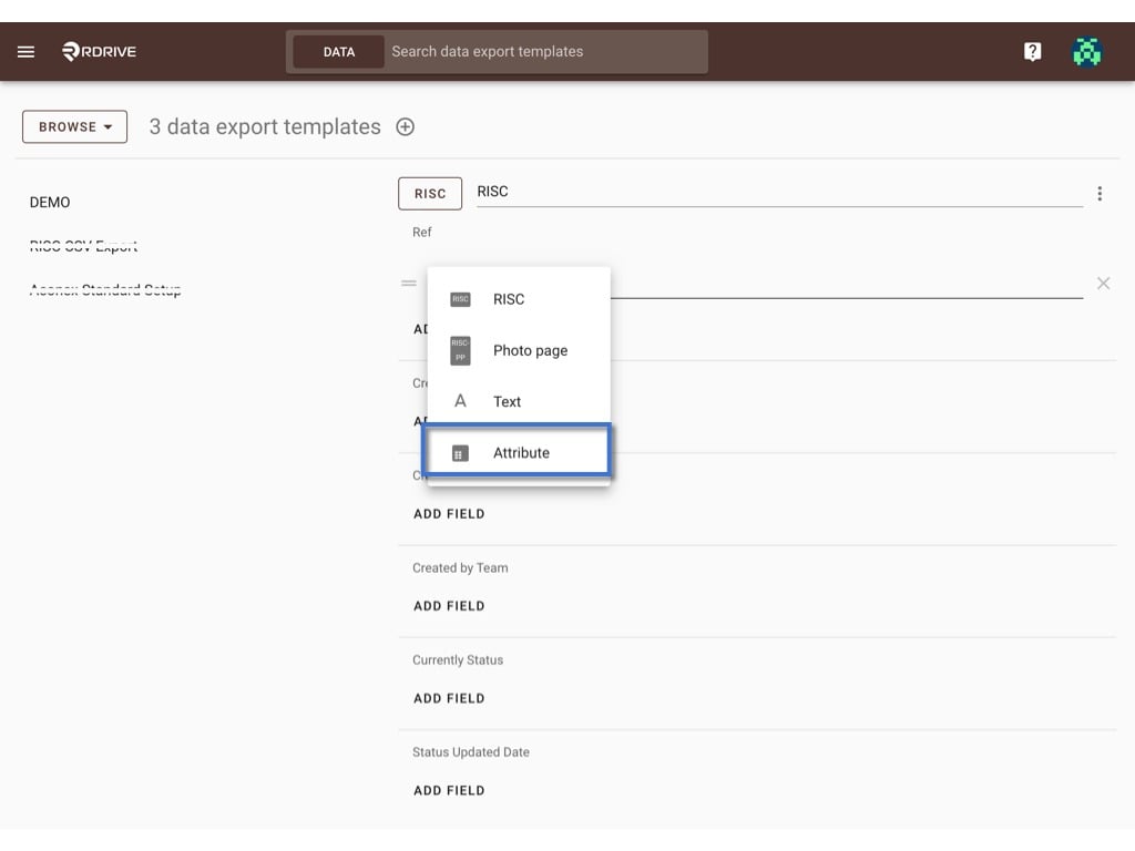 How to create a Data export template?