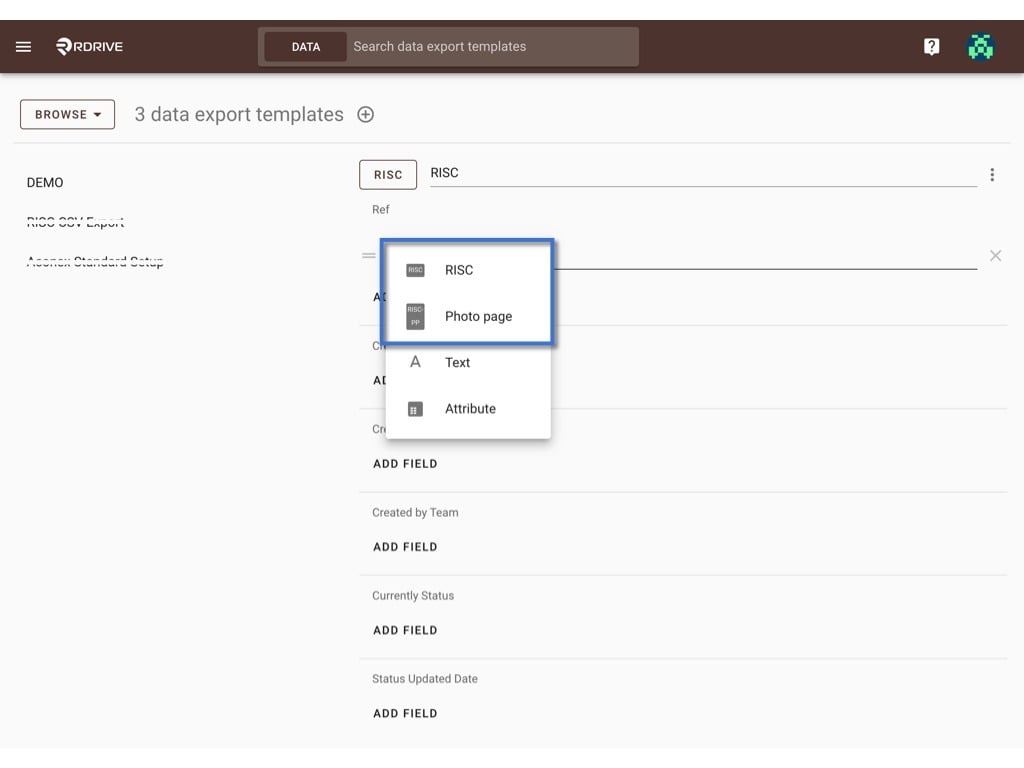 How to create a Data export template?