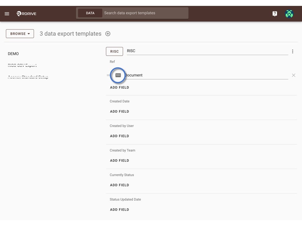 How to create a Data export template?