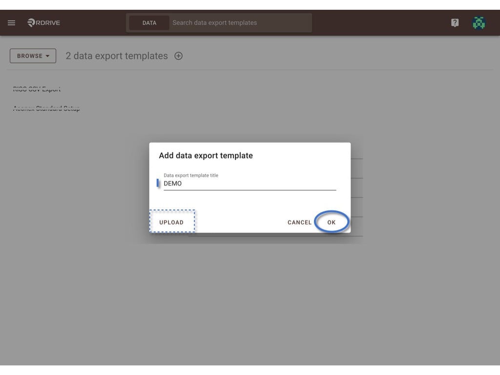 How to create a Data export template?