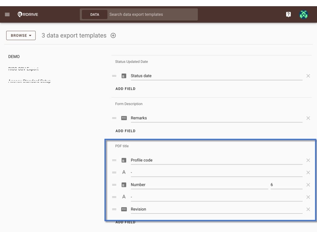How to create a Data export template?
