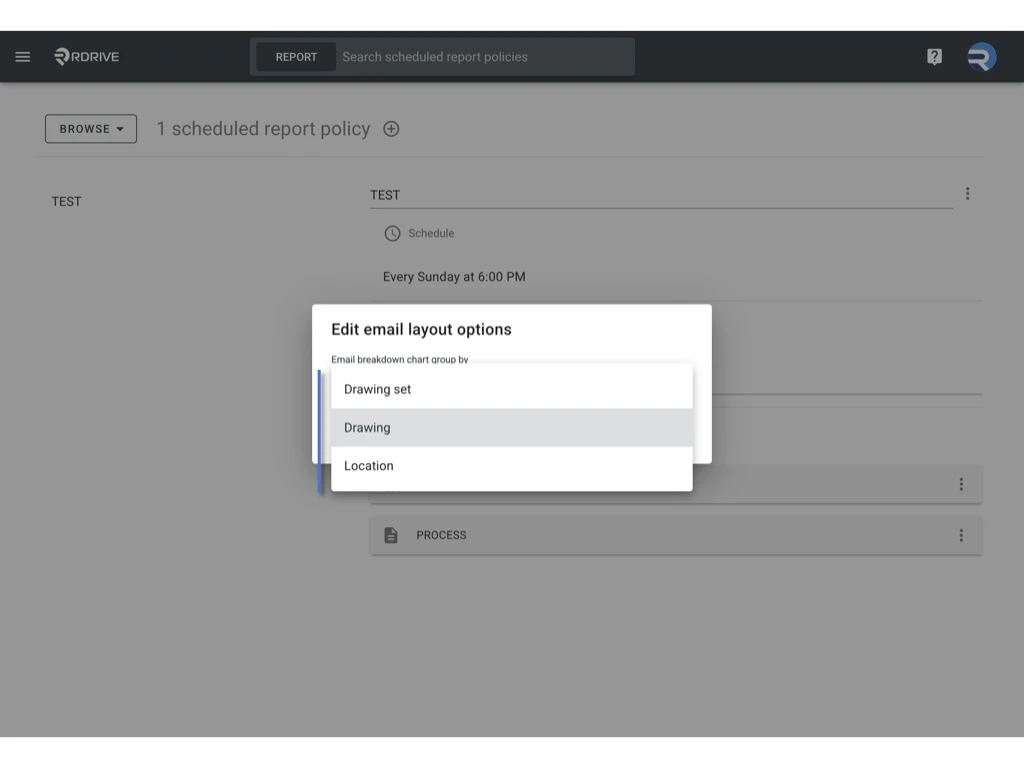 Managing Scheduled Report Policies in RDrive