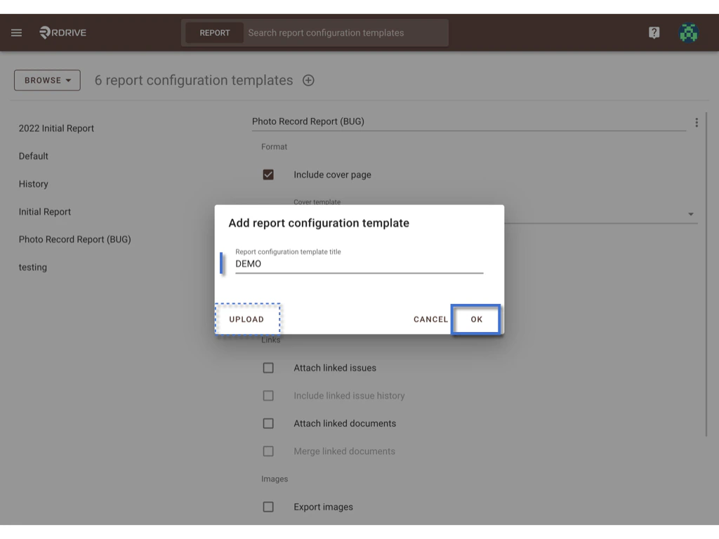 Set up a Report configuration