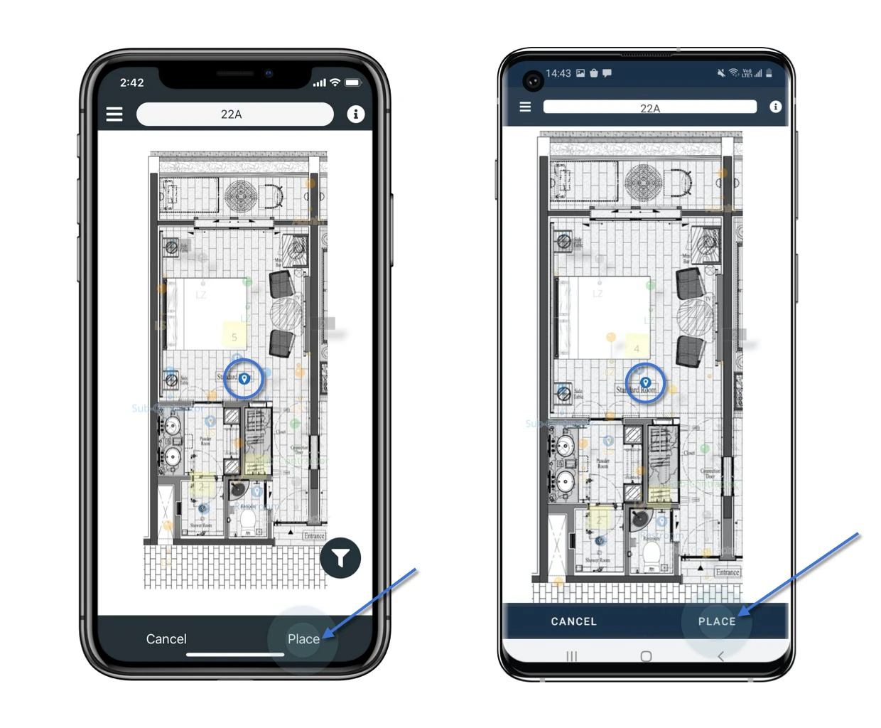 Location pin on the drawing