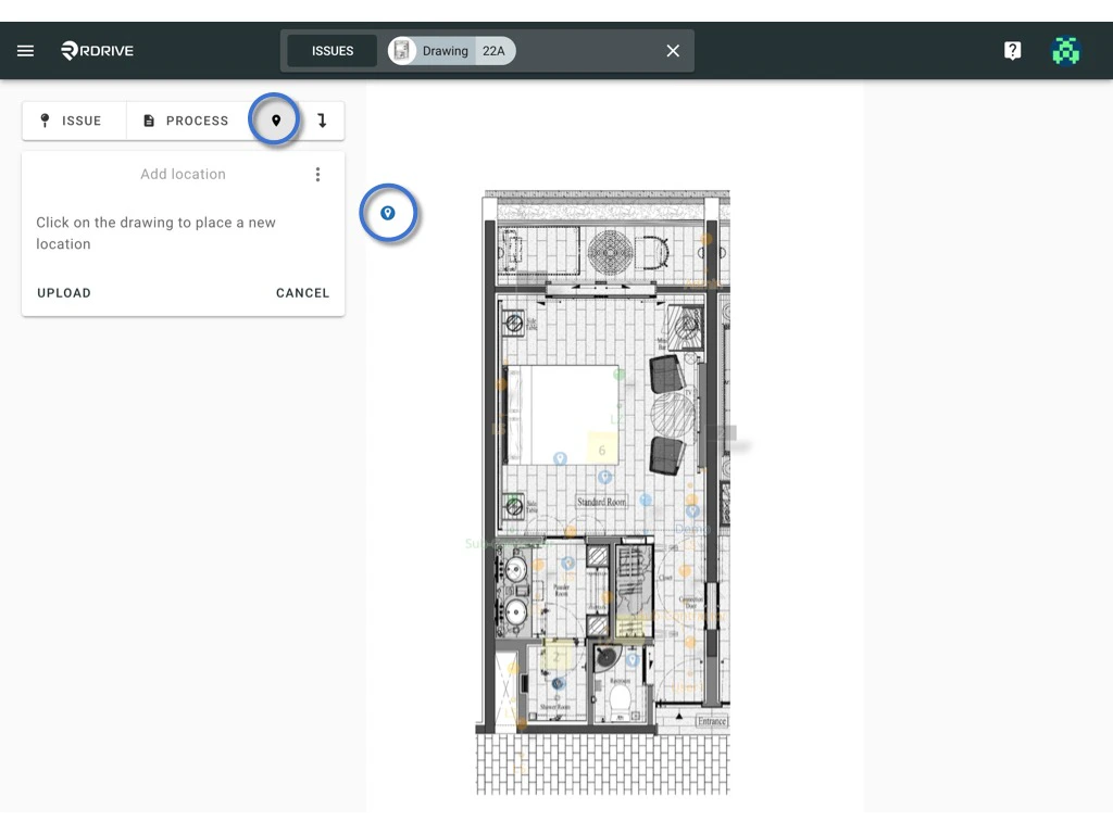 Location pin on the drawing